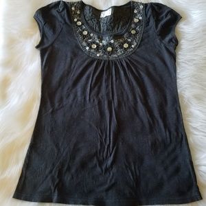 Miss Me Embellished Top Size Medium Gray